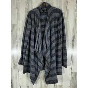 Barefoot Dreams Bamboo Chic Lite‎ Cardigan Size Large XL Gray Stripe Open Front